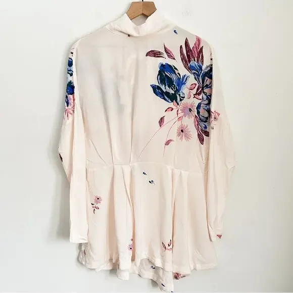 Free People Gemma Floral Tunic Cream Size XS - Picture 3 of 10